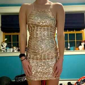 Rose gold sequin dress